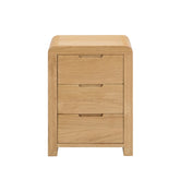 Carve Solid White Oak and Oak Veneer 3 Drawer Bedside - Pendle Village Furniture